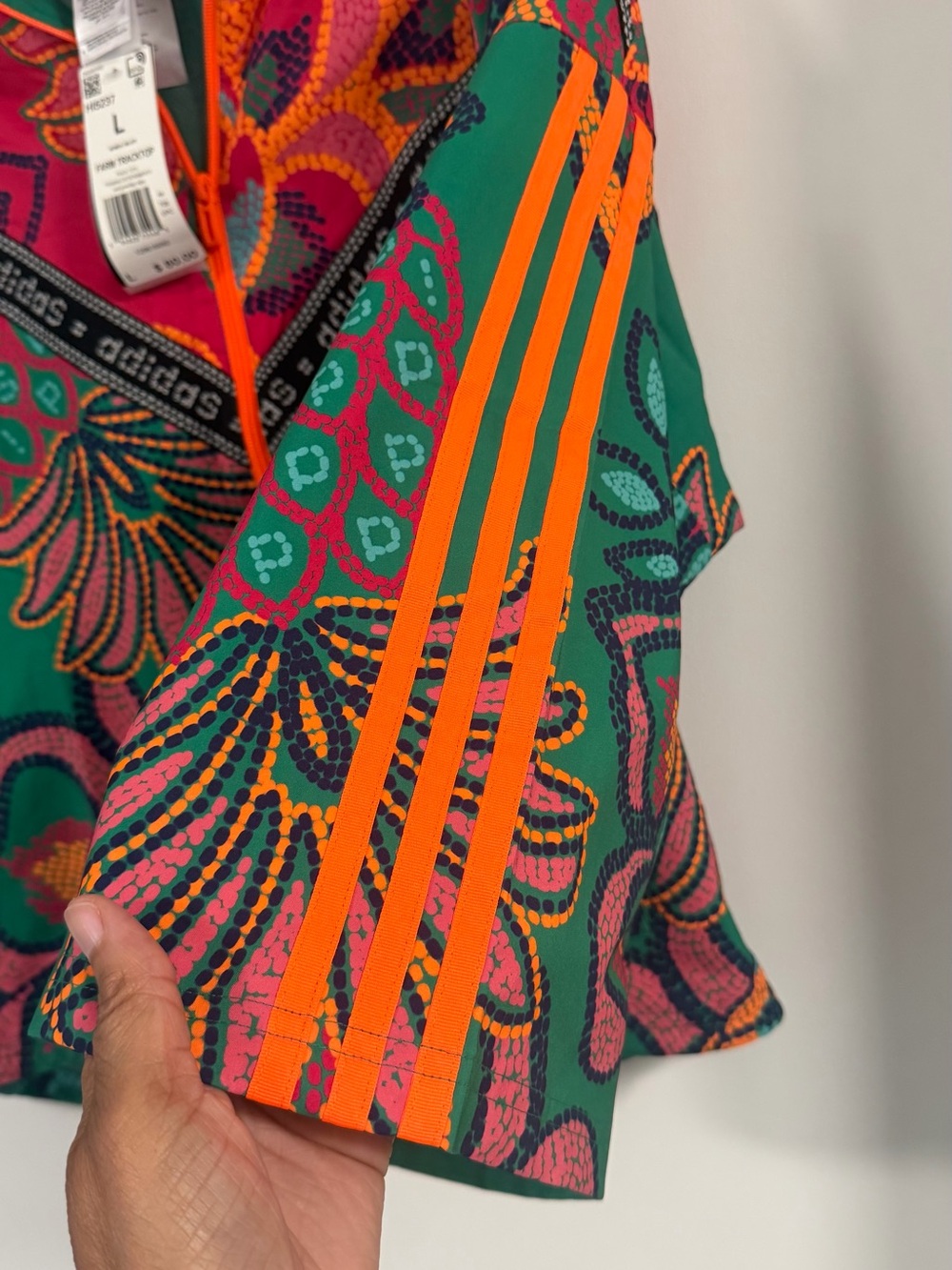 Adidas/Farm Rio collaboration Women's Green, Pink & Orange Floral Bomber Jacket - Picture 5 of 9